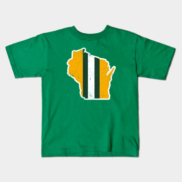 Wisconsin Helmet, Retro - Green Kids T-Shirt by KFig21